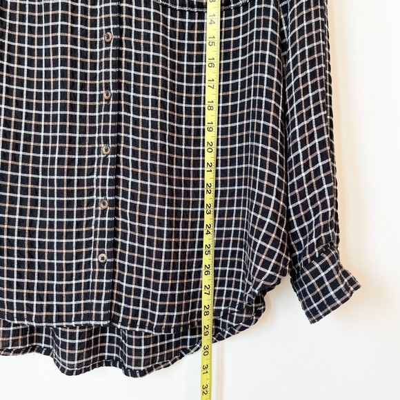 Anthropologie Pilcro Hadley Oversized Plaid Button Up Shirt Womens Medium Black - Picture 10 of 11